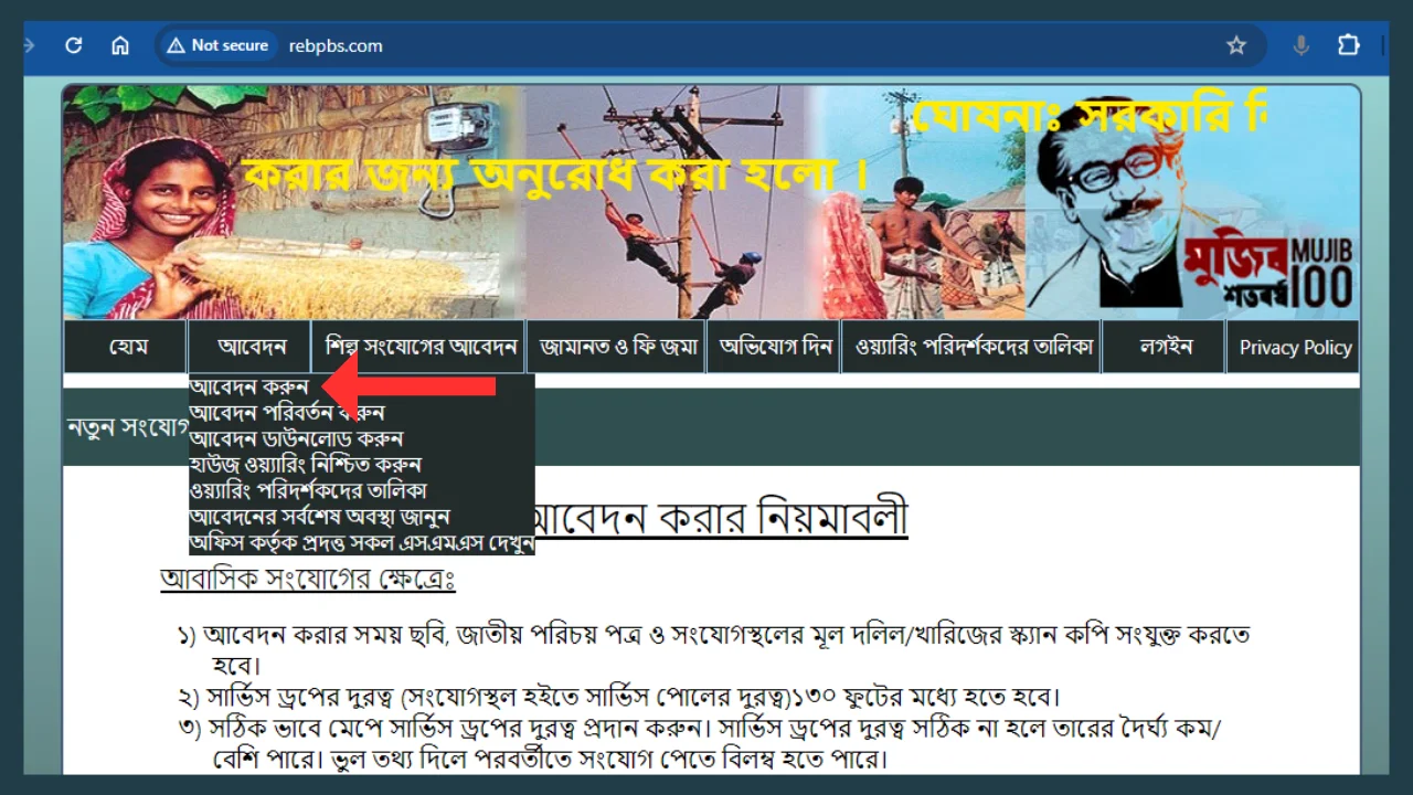 rebpbs-home-page-অনলাইনে পল্লী বিদ্যুতের মিটার আবেদন-cybersheba.com