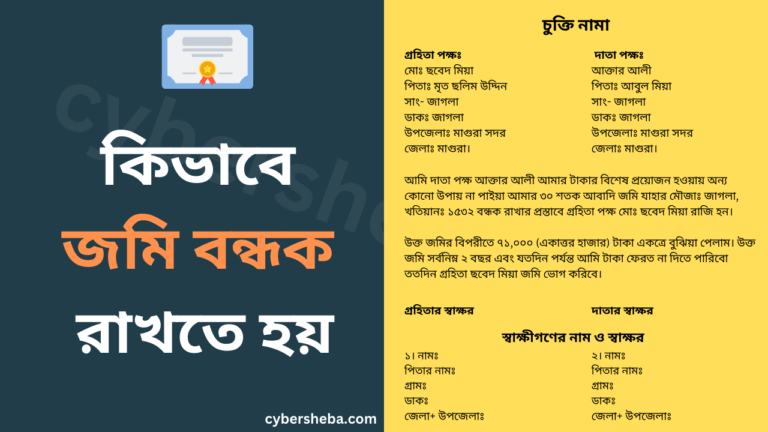 কিভাবে জমি বন্ধক রাখতে হয়-cybersheba.com